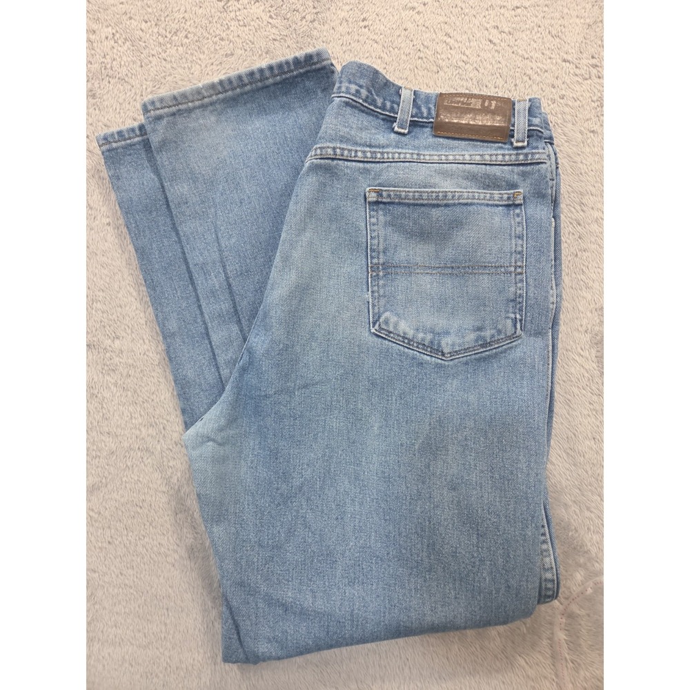 UniFirst HD Denim Jeans Mens 38x34 Medium Wash Relaxed Fit Workwear Blue